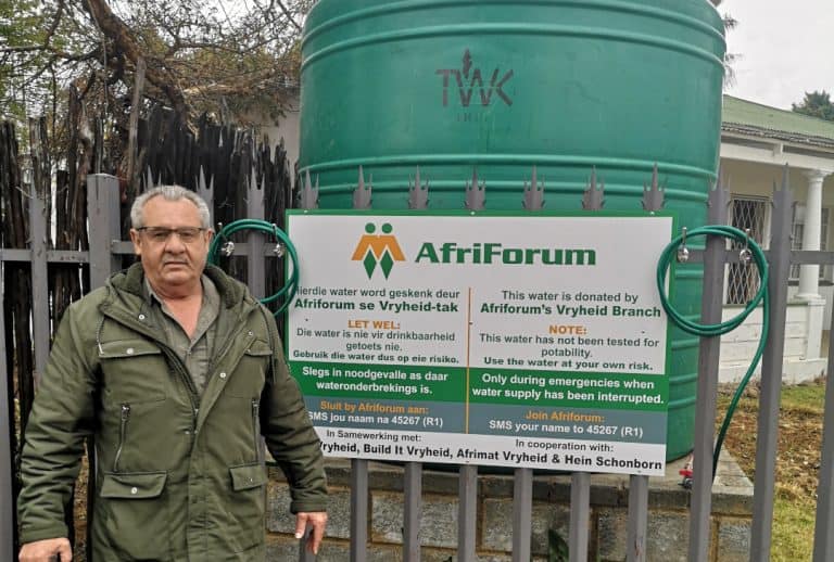 AfriForum rig noodwaterpunt in Vryheid op
