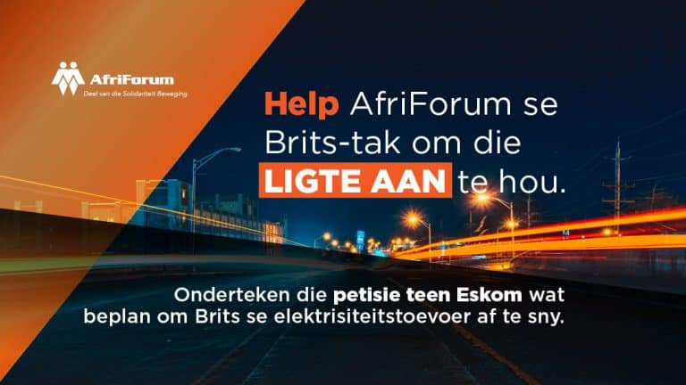 AfriForum se Brits-tak loods petisie ná Eskom dreig om krag te sny