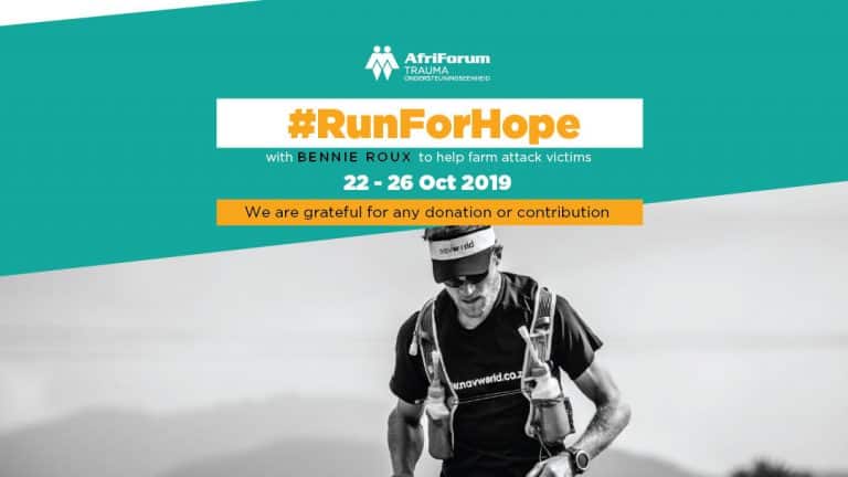 Bennie Roux will #RunforHope to collect money for victims of violence
