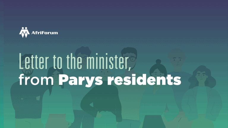 Letter to the minister, from Parys residents